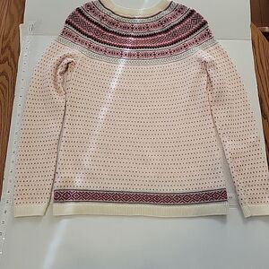 Talbots Red and Cream Fair Isle Sweater